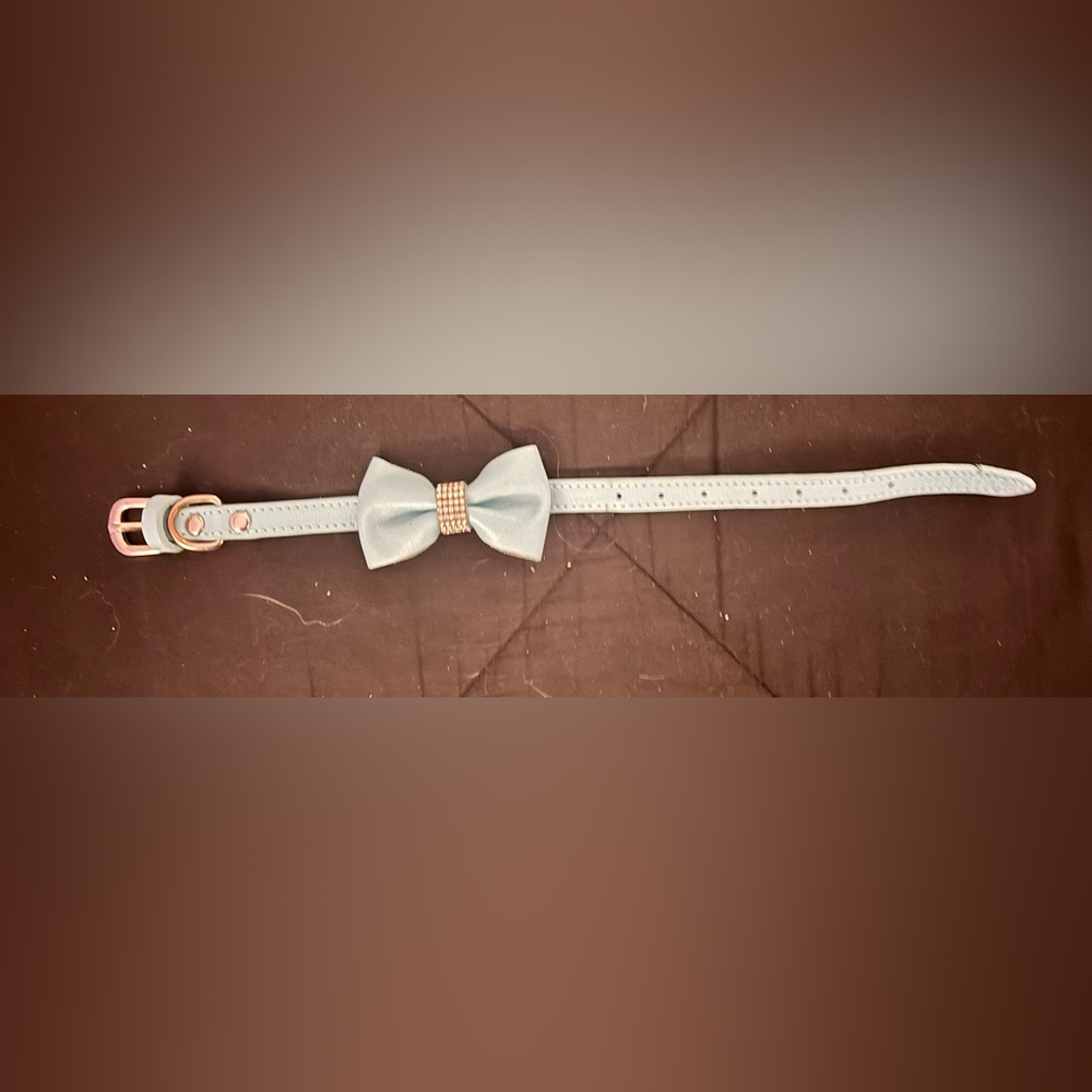 Light Blue Bow Accent Belt with Rhinestone Center